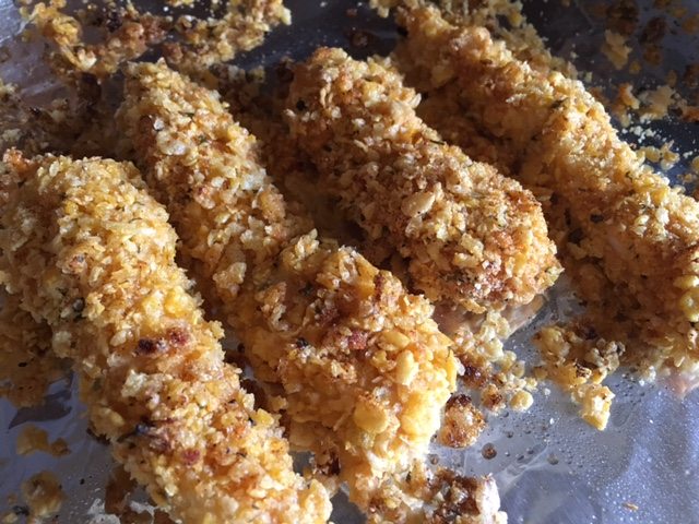 Crispy Corn Flake Chicken Tenders with Honey Mustard Sauce | Phyllis Piano